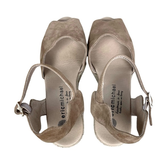 Eric Michael Lupa New Wedge Sandal Espadrille Resortwear Travel Coastal Suede - Picture 5 of 11